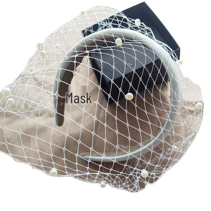 Elegancka Retro Perłowa Opaska z Welonem - Szerokie Białe Akcesorium do Włosów na Imprezy