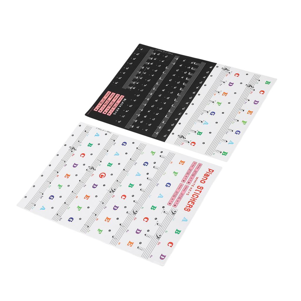 Piano Keyboard Stickers for 88/61/54/49 Key Self Adhesive Removable Piano Keyboard Letters for Begin