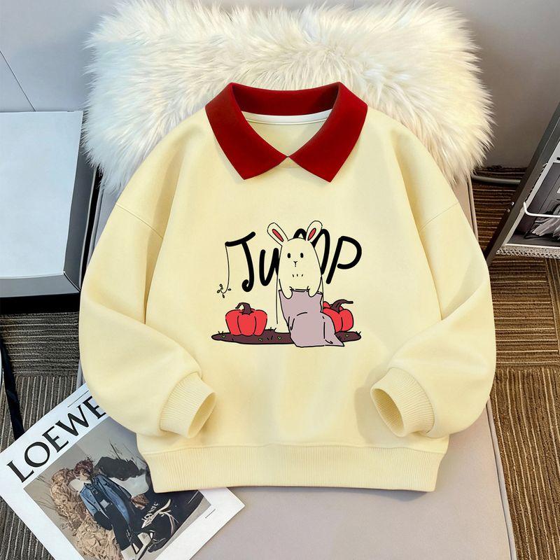 T-Shirt Kidsren's Autumn and Winter Clothing Tops Winter Fleece-Lined Thickeneded Warm Sweatshirts for Small and Medium-Sized Kidsren and Girls