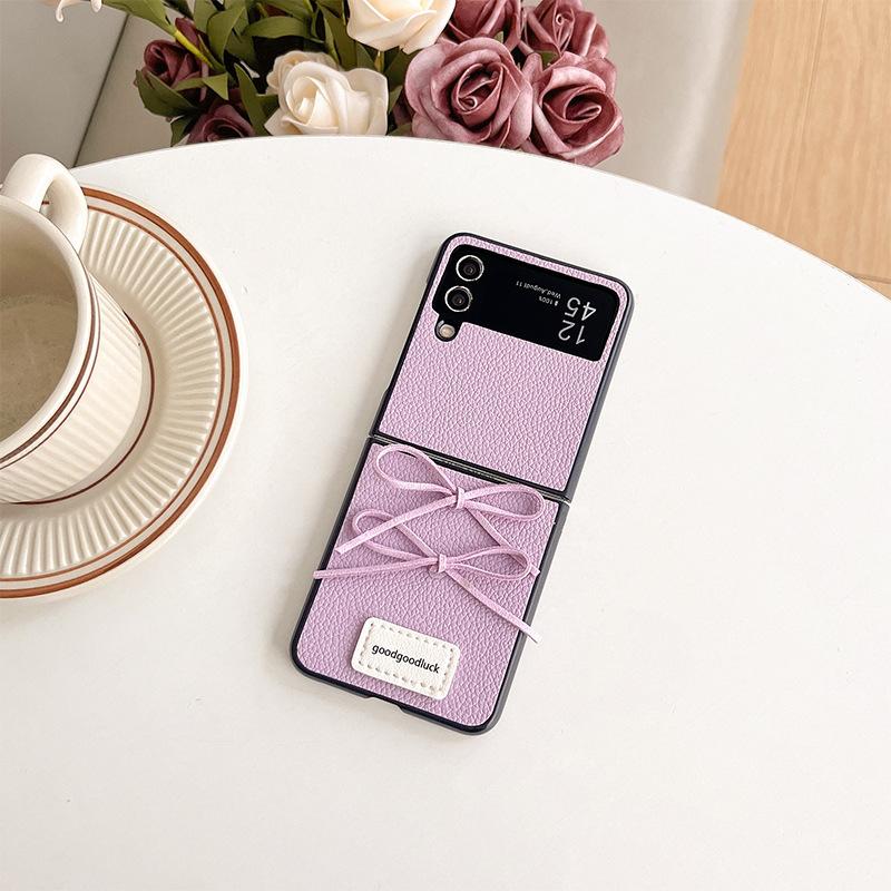 

For Samsung Zflip6 Clamshell Folding Screen for Huawei P50pocket Bow Solid Color Simple Female New Model pocket2