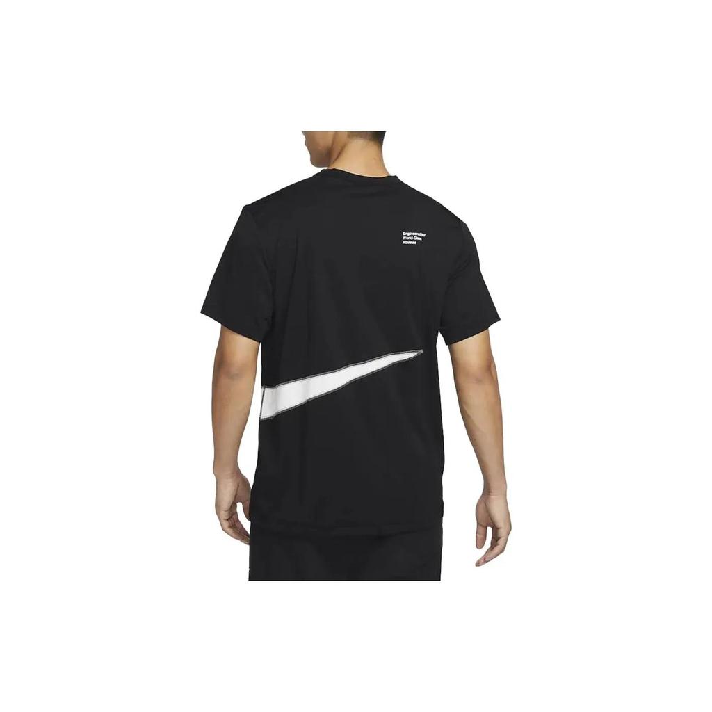Nike T Shirts Men's Black White Crew Neck Moderate Straight Fit (Unisex) T-Shirts FB8580 010
