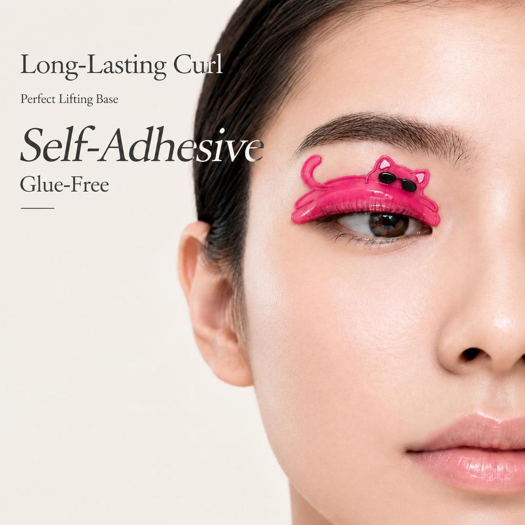 Blackwings Cute Cat Colorful Lash Lift Softening Pads 1 Pair 0.5mm Flat No Curve Self Adhesive Silicone Reusable Tool