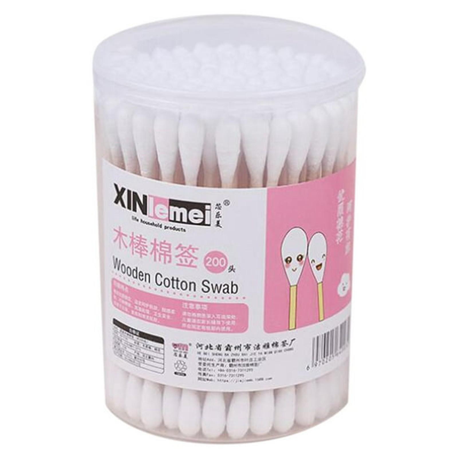 XINmei Wooden Cotton Swabs 200 Count Natural Sticks with Soft Cotton Tips One Size белый