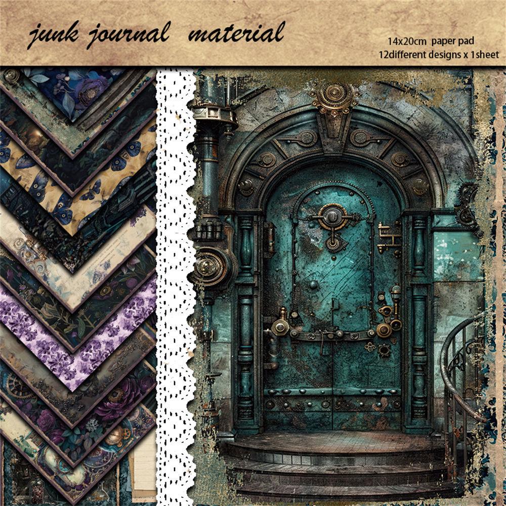 12 Листов Ретро Темный Замок Тень Наклейки Бумага для Коллажа Журнала - Европейский и Американский Материал для DIY