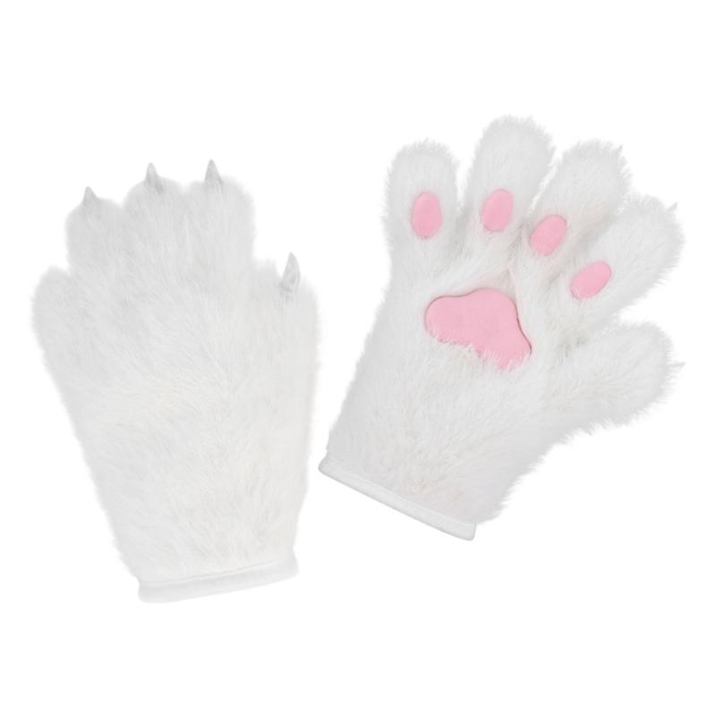 Stylish Plush Animal Paws Gloves Soft Faux Fursuit Cosplay Accessory Unisex Multi Color