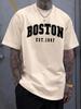 Summer Unisexs 100 Pure Cotton Casual Fashionable Loose Boston EST 1997 Printed Round Neck Short Sleeved TShirt Versatile Top