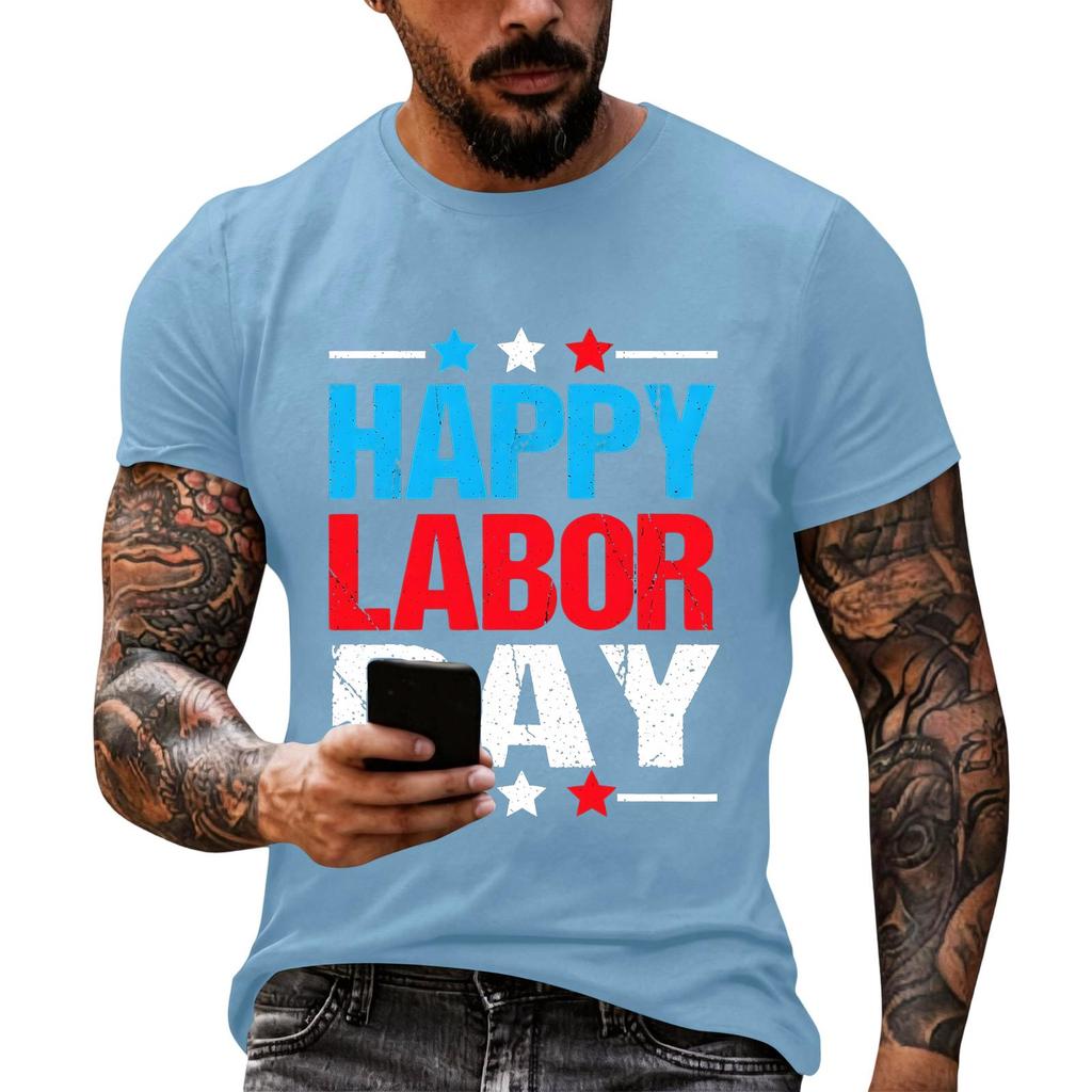 Men's Casual Loose Fit Short Sleeve T-Shirt Crew Neck Printed Graphic Tee Summer Top for Everyday Wear