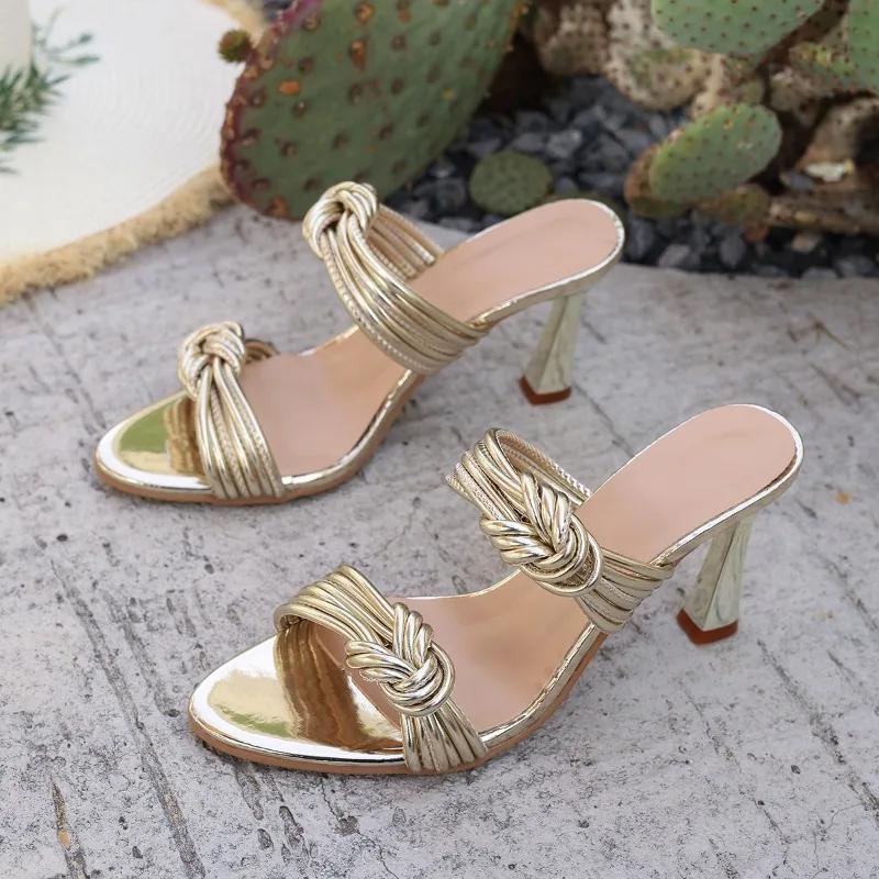 Fashion Summer Sexy Women Shoe 2025 New European American Simple High Heel Sandals Fashion Large Slippers Casual Allmatch Shoe Sandalias