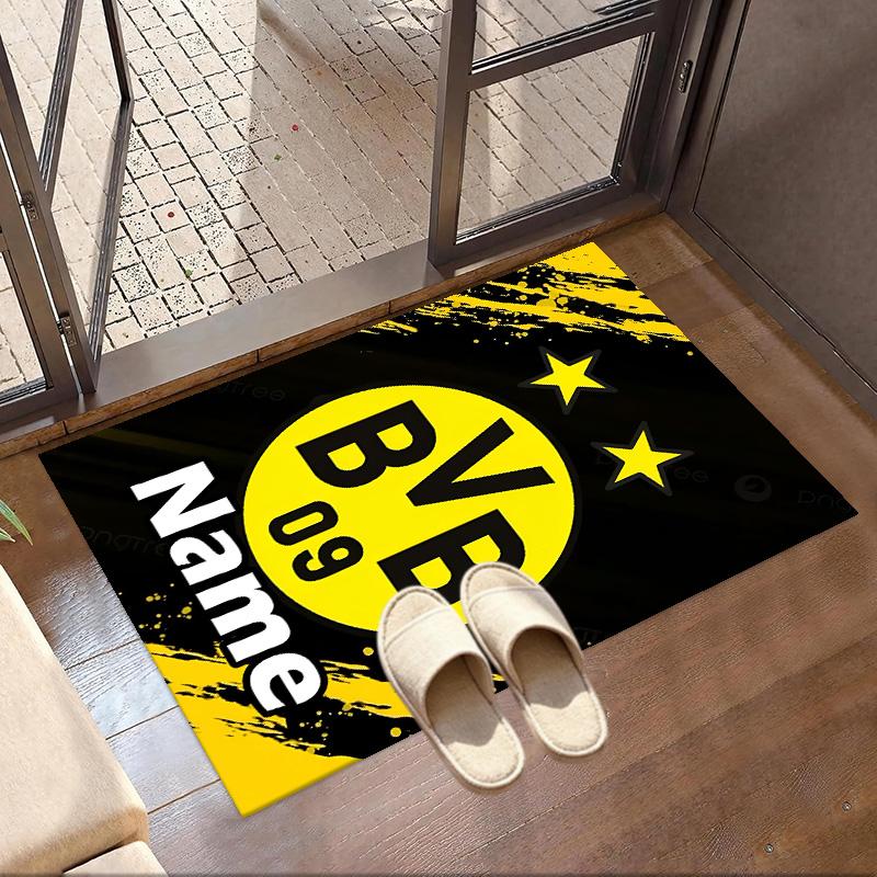 Custom Name Personalized Borussia Dortmund Print Carpet, Versatile Home Decor Rug, for Playroom, Apartment, Balcony, Entryway, Hallway Gift