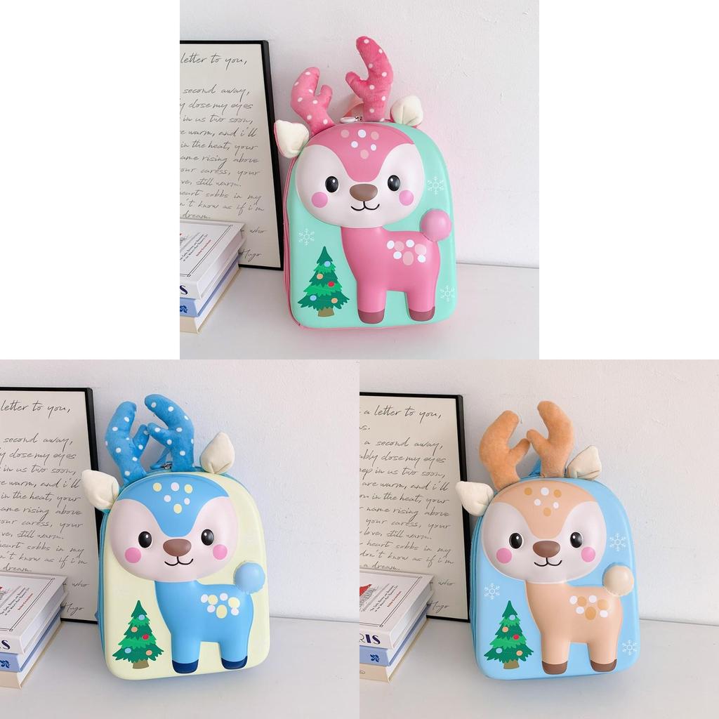 Cartoon Deer Kids Backpack With Pvc Shell For Preschool Children School Use
