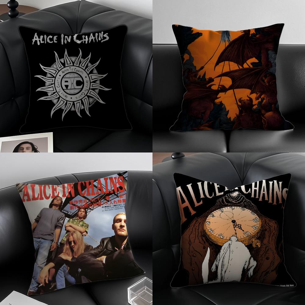 A-Alice In Chains Band Rock Kissenbezug Kissenhülle Staubmilbenfrei Unsichtbarer Reißverschluss Seidiger Plüsch Kissen
