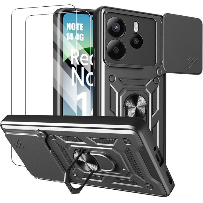 Coque Silicone - E.F.CONNECTION - Pour Xiaomi Redmi Note 14 4G - Antichoc - Protection caméra - 2 verres trempés