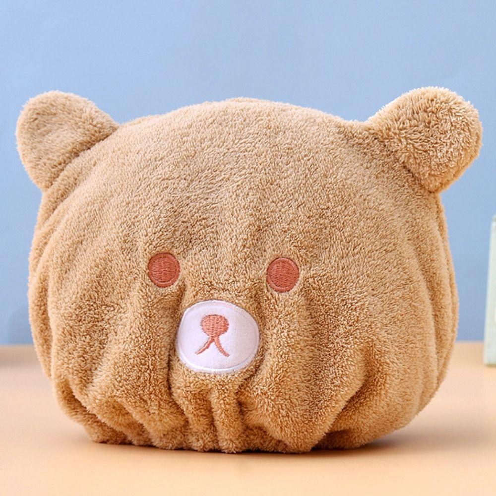Shower Hat Quickly Dry Hair Hat Little Bear Cartoon Hair Towel Lovely Hair Drying Cap Towel