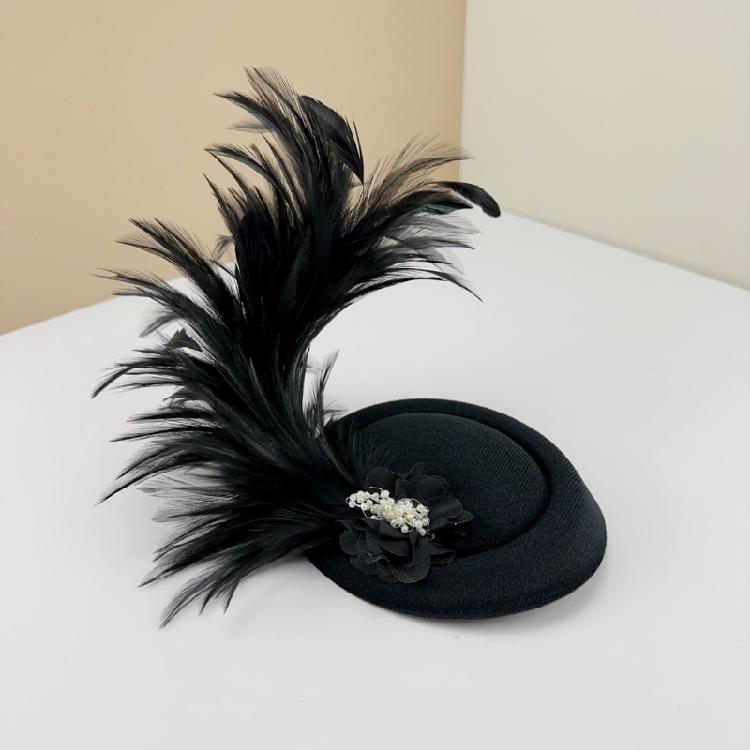 1920s Medieval Hairpin Feather Felt Hat Prom Party Hair Clip Headband Anti-Slip