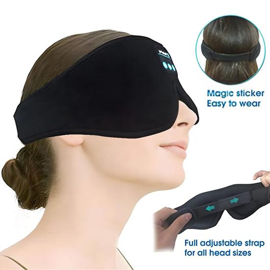 Bluetooth-kompatibelt Sovecover med Høyttalere 3D Konturert Øyemaske i Memoryskum 16 timers Spilletid Trådløs Lyd Hudvennlig Nattbind