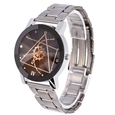 Analog Round Quartz Alloy Strap Lovers Watch Couple Wristwatch (Male Black Dial)