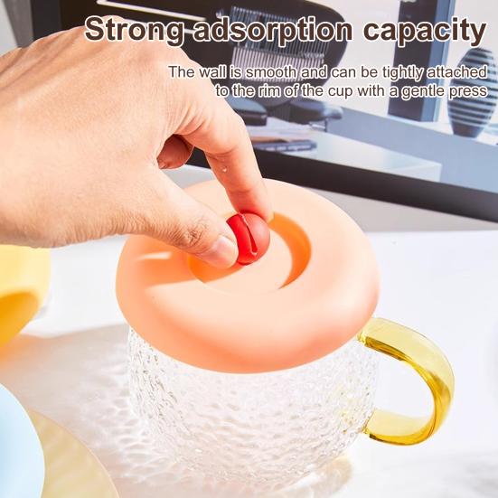 Silikon Kopplokk med Skjeholder Varmebestandig Støvdeksel Universell Rund Vannkoppforsegling for Kaffekopp