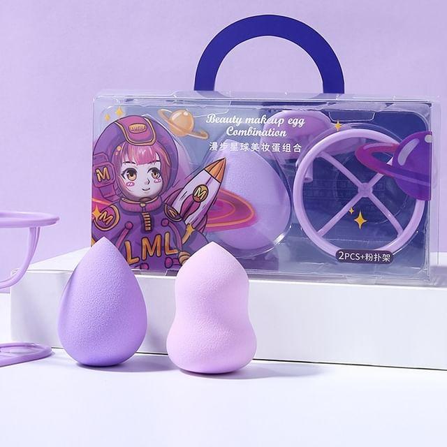 Jesireca - Set of 2: Makeup Blender Beauty Sponge with Holder