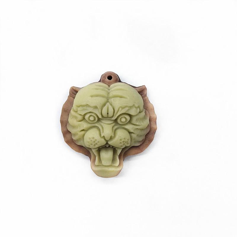 Purple Jade Tiger Head Pendant Necklace - Zodiac Tiger Ornament and Birthday Gift with Hanging Rope