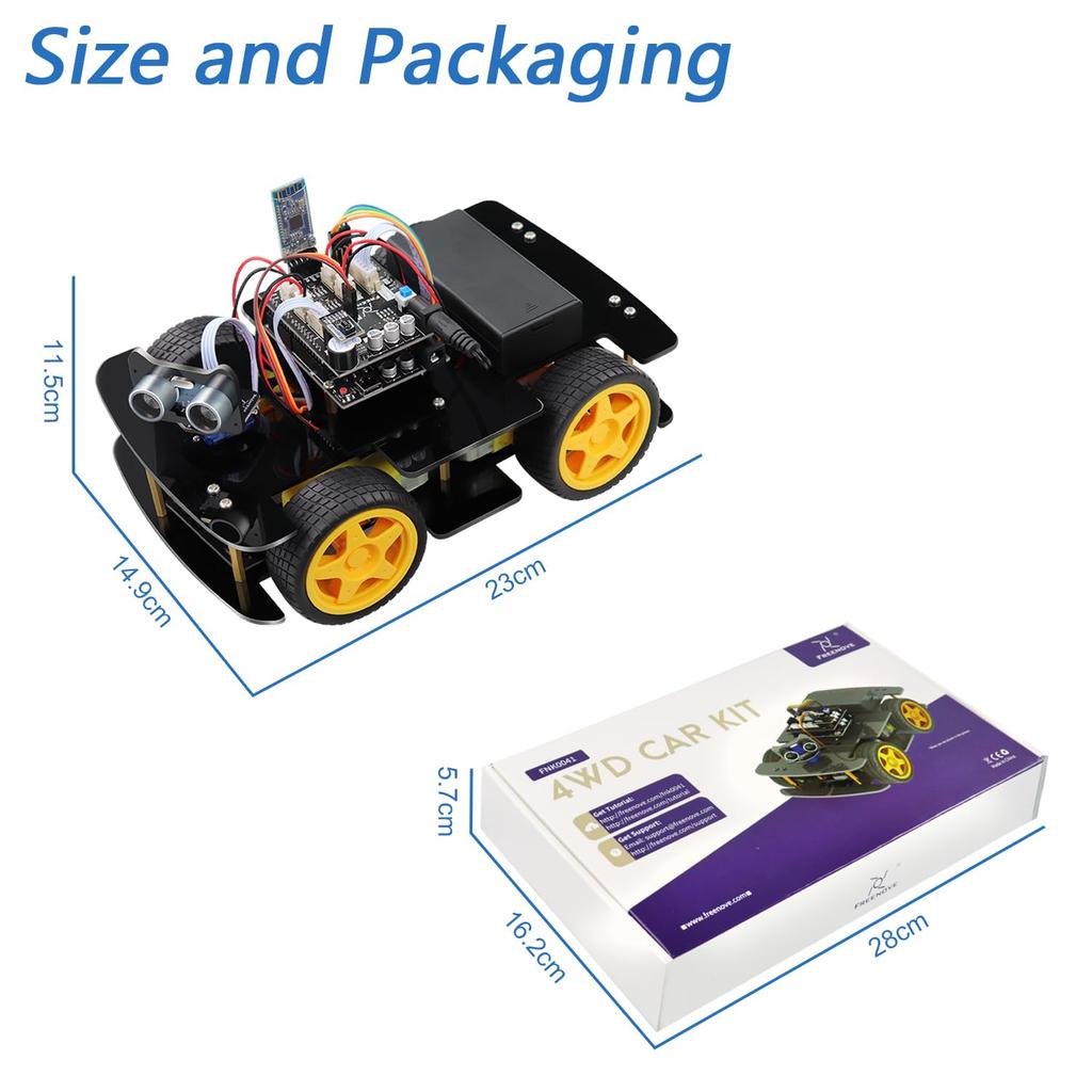 Freenove 4WD Car Kit IDE with Line Obstacle Ultrasonic and Wireless Control Motor Servos (Arduino Compatible) Tracking, Avoidance, Sensors,