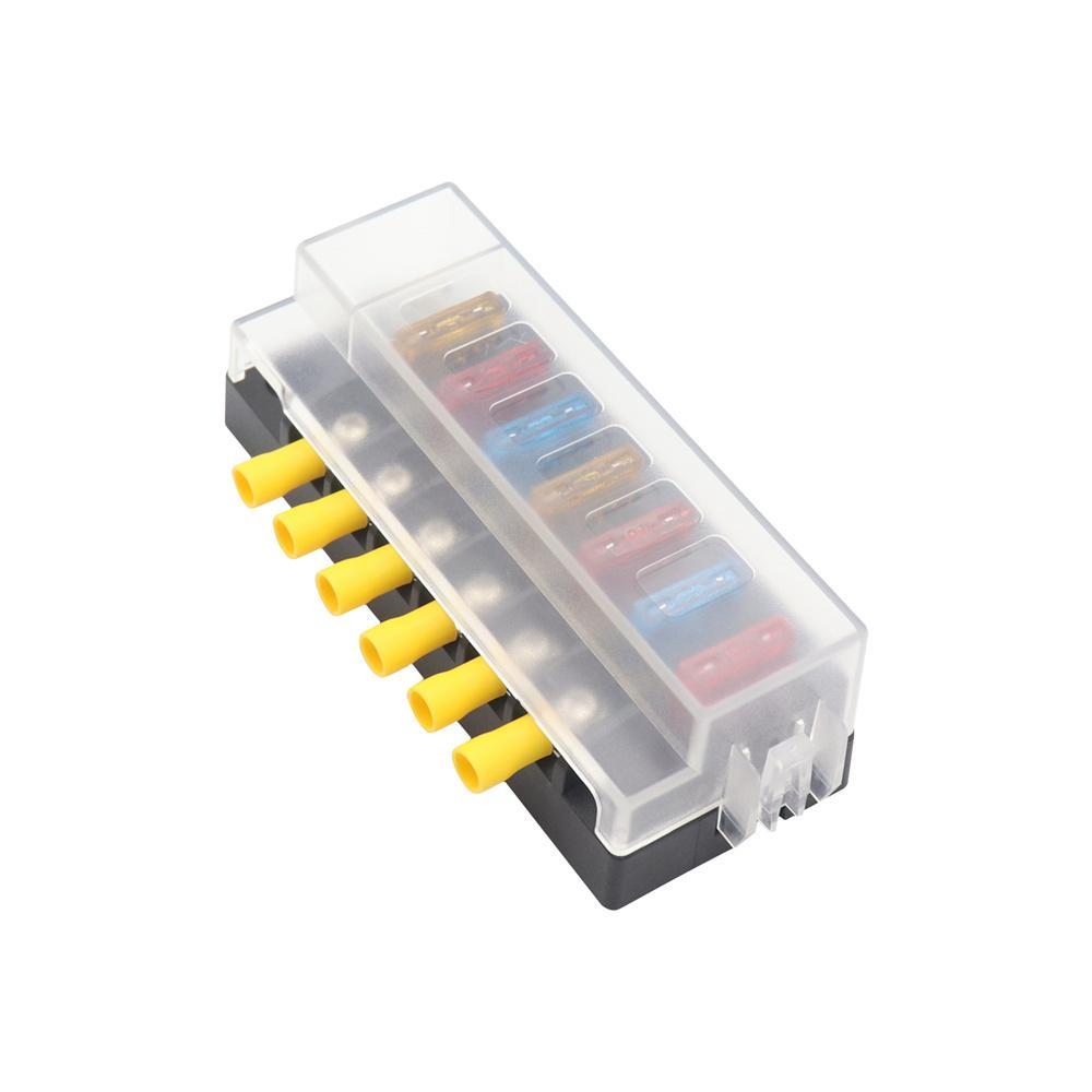 6-Way Compact Fuse Box with Single Input and 6 Outputs