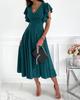 2023 European & American V-Neck Ruffle Sleeve Casual Party Dress