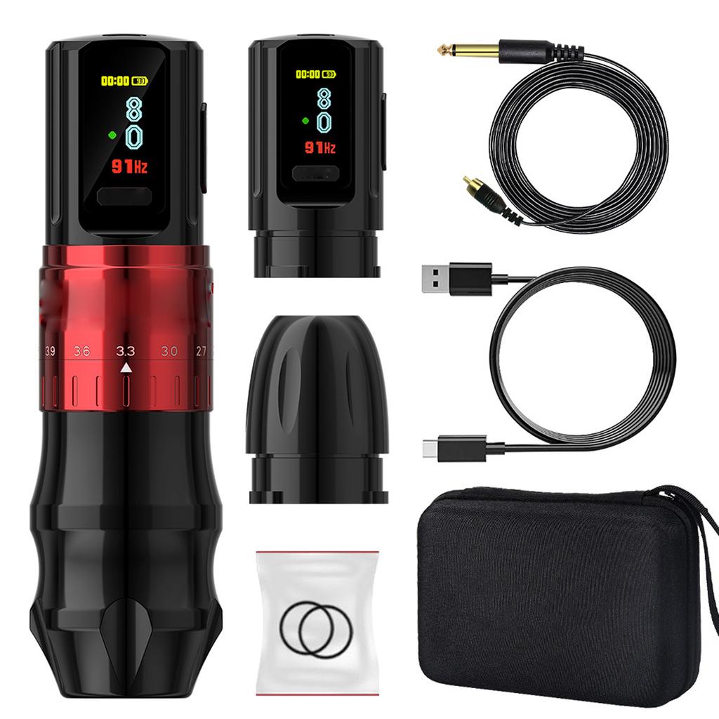 Wireless Tattoo Machine Pen 10500RPM 2400mAh Double Battery Rotary Tattoo Pen with RCA Converter