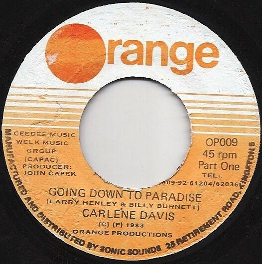 

7inch Record CARLENE DAVIS Going Down To Paradise OP009 Orange 1983 Jamaica Reggae Ska Dub Used
