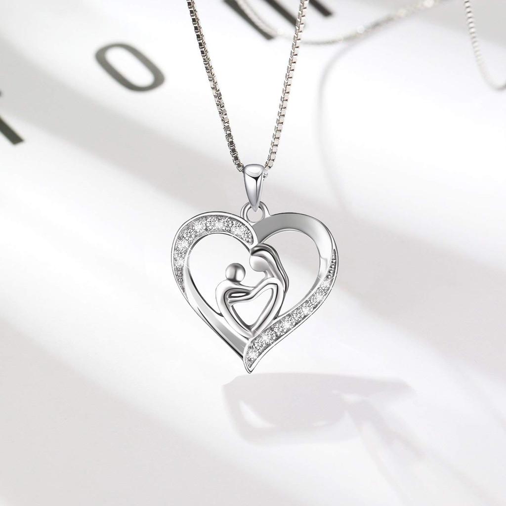 Beautiful European American Heart-shaped Mother And Child Necklace Unique Gift For Mom On Mother's Day