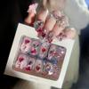Coffin Press On Nails Long Square Fake Nails Glue On Nails with Rhinestones Designs Reusable False Acrylic Nails Full Cover Stick On Nail for Women