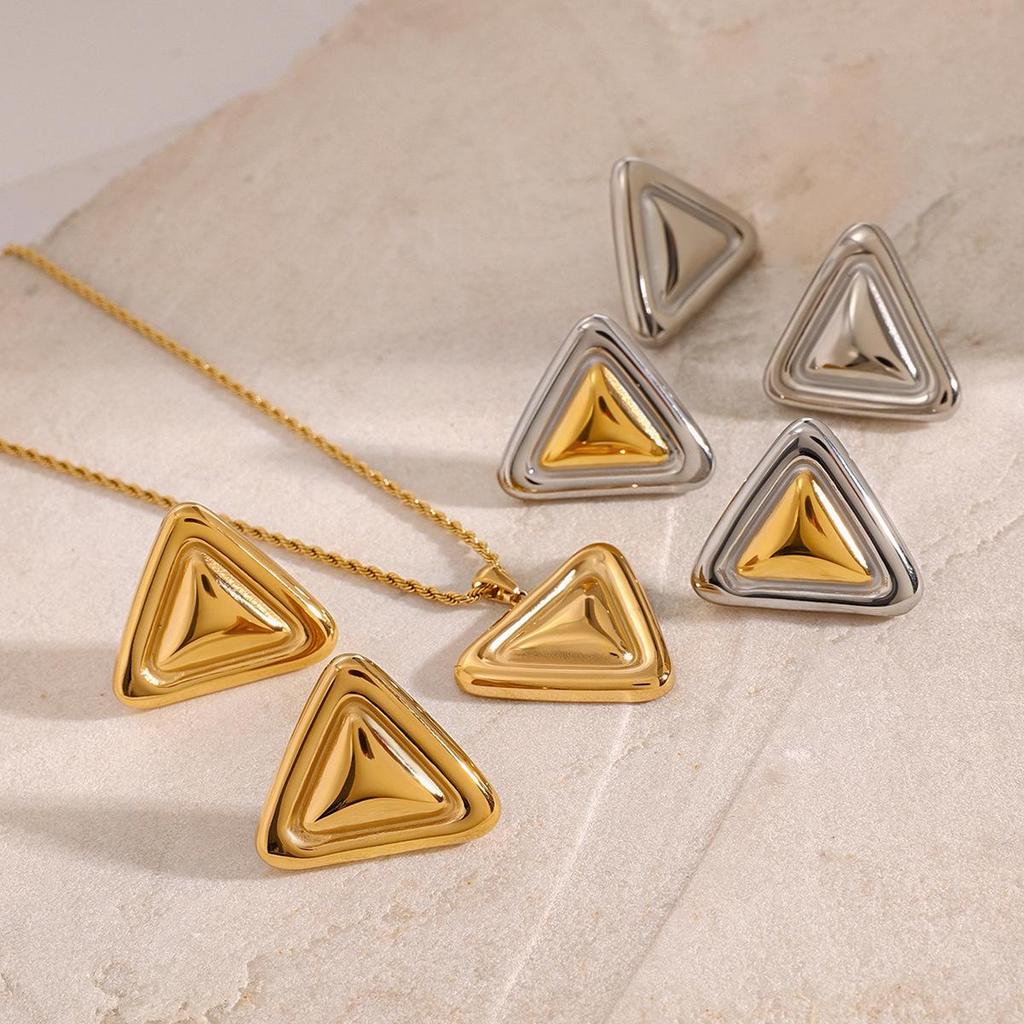 Chubby Triangle Earrings: 18k Gold Stainless Steel, Non-Fading, Hypoallergenic Jewelry