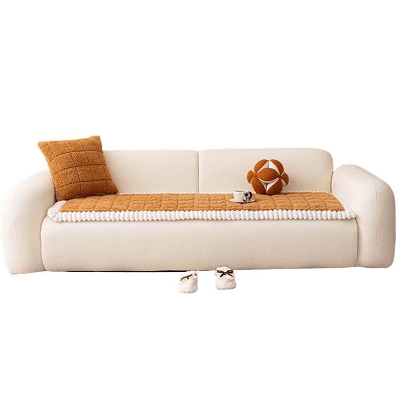 Nordic Style Thickened Sofa Cover New Lamb Wool Autumn Winter Non-Slip Durable Warm Skin-Friendly Straight Row Sofa Cover