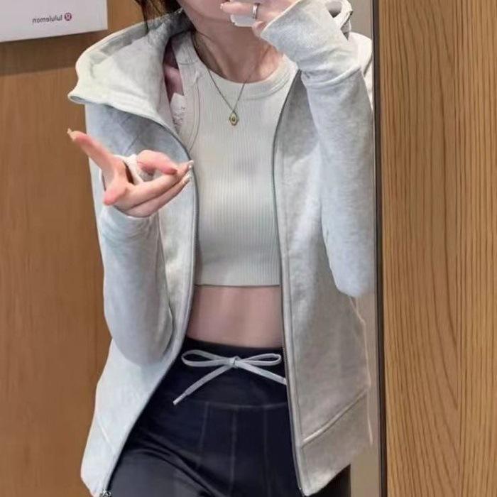 Women's Fashion Hooded Cropped Sweatshirt: Slimming Bodycon Short Top, Versatile Couple's Dopamine Style.