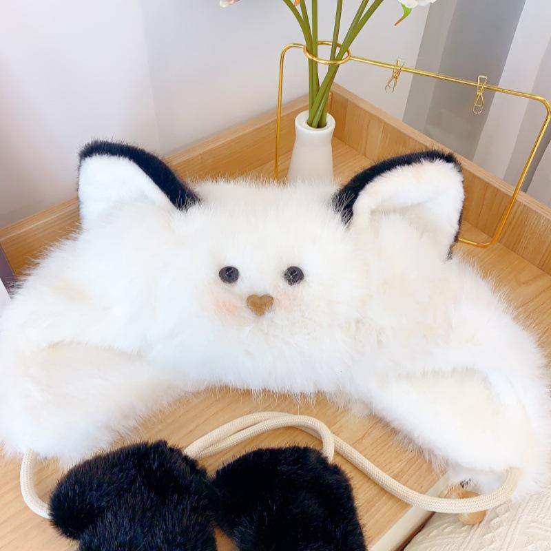Women's Winter Fleece-Lined Cat Plush Hat for Outdoor & Cycling