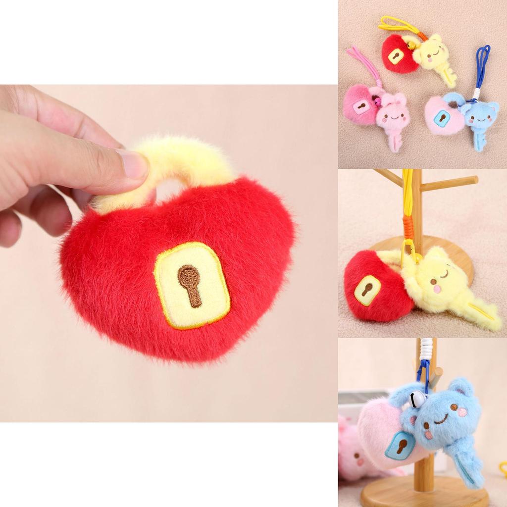 Keychain Heart Lock Plush Toy With Soft Short Plush For Girls Birthday Gift Accessories