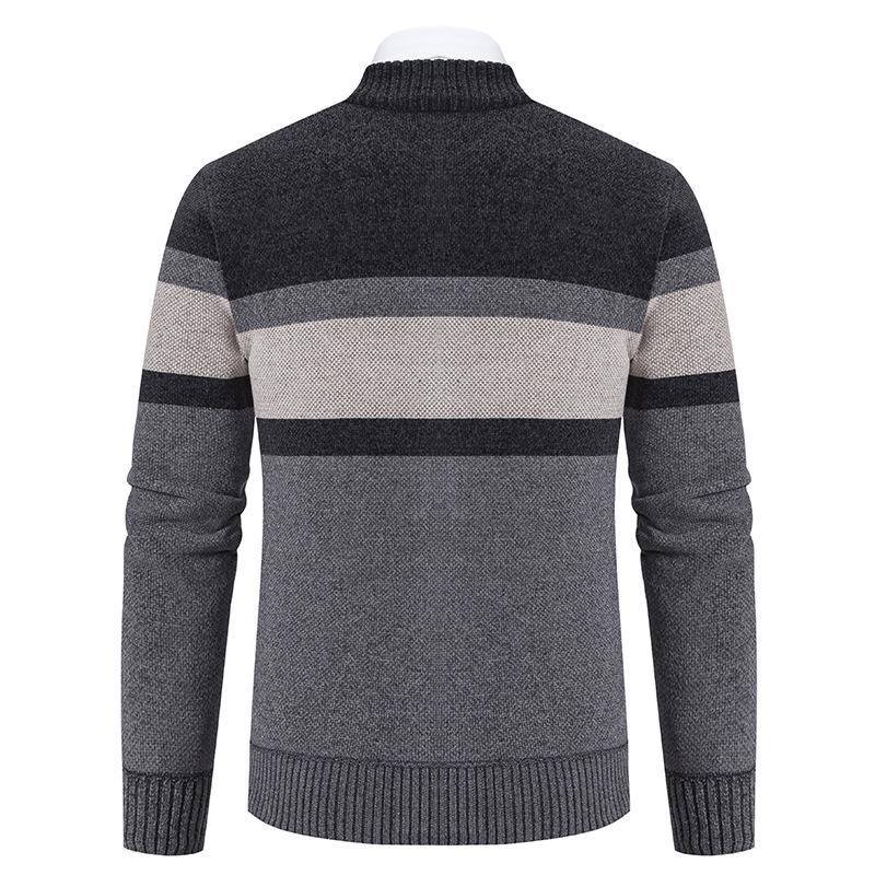 Men's Autumn/Winter Knit Cardigan Sweater Jacket with Velvet Lining