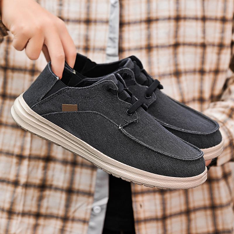 Men’s Outdoor Canvas Shoes Sneakers Driving Shoes Casual Khaki Wide Head Shoes for Farther Plus Size