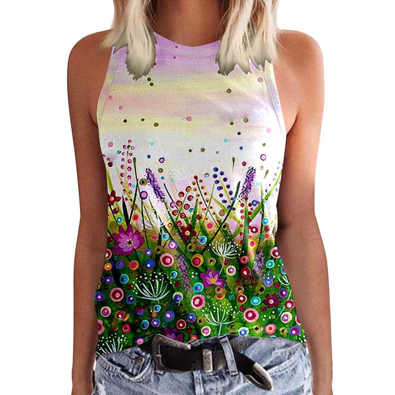 Sunflower dandelion 3D printed vest for women's casual wear