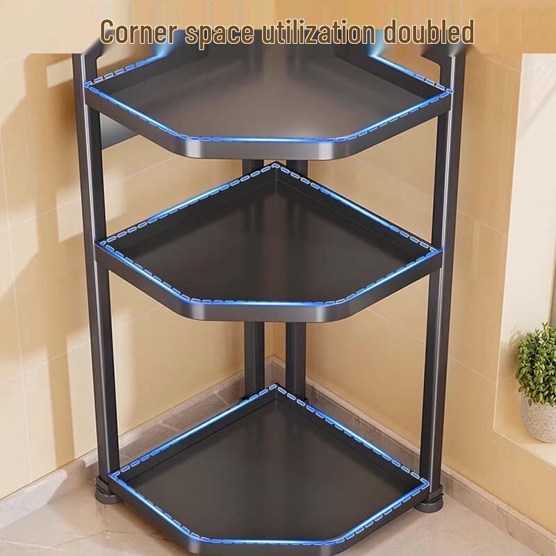 3-stöckiges Eck-Küchenregal mit Messerhalter