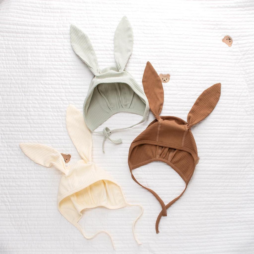 Baby Bunny Ear Hat: Nordic Tie-Up Spring/Summer Fetal Cap with Ear Protection.