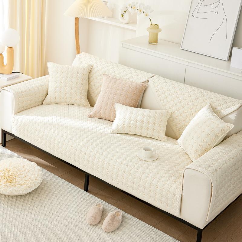 

Универсальная диванная подушка на все времена года, короткая плюшевая подушка с вышитым маленьким цветком, современный простой нескользящий чехол для диванной подушки и задняя крышка 70*70cm