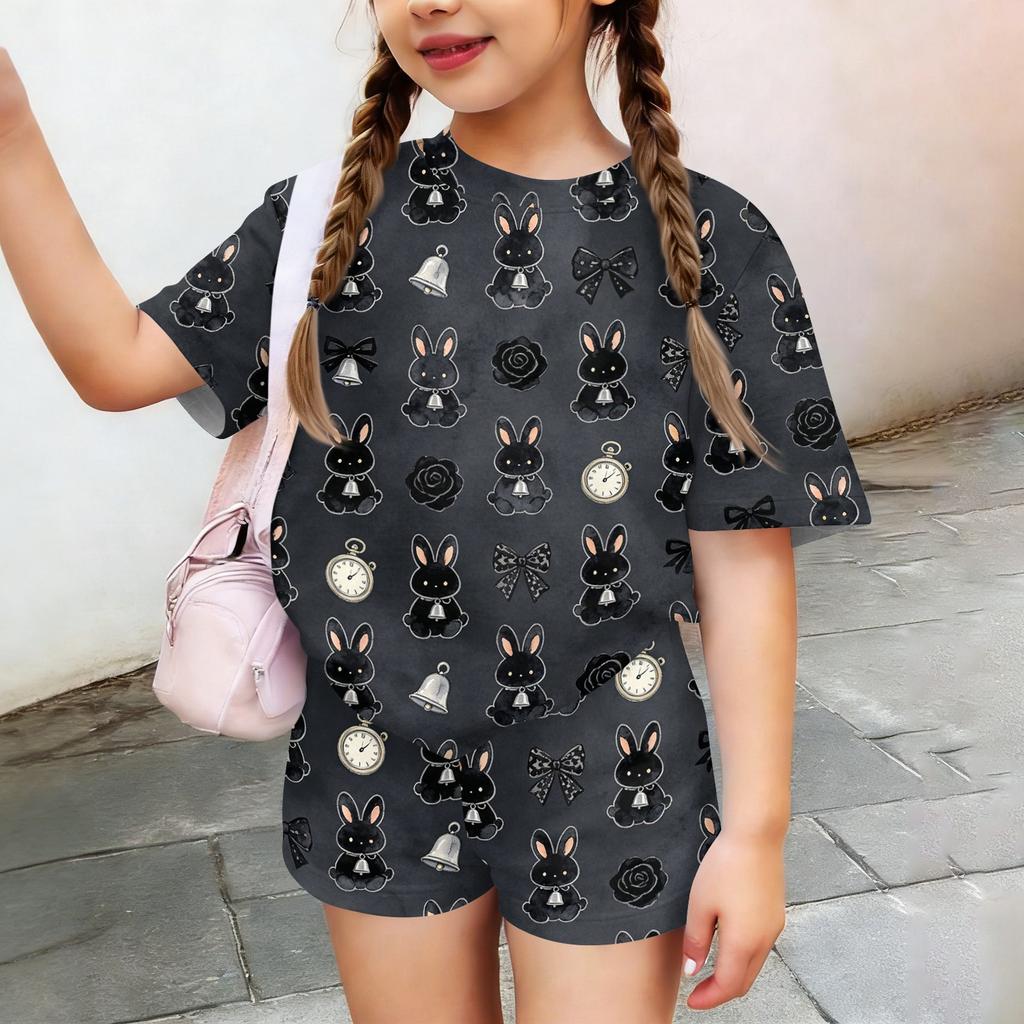 Kids Casual Short Sleeve Top and Shorts Set Animal Print Lightweight Summer Outfit Soft Fabric Comfortable Fit