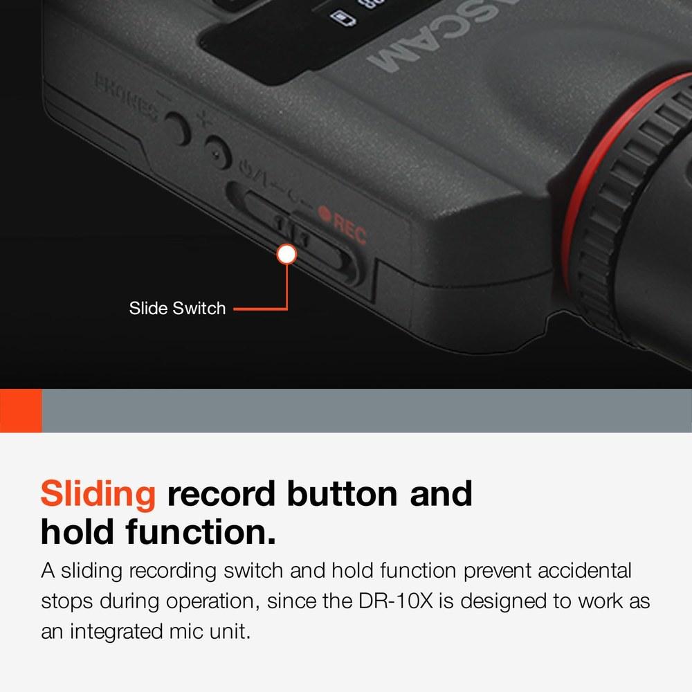 TASCAM DR-10X Plug-On Micro Linear PCM Digital Recorder XLR Microphone Compatible Black