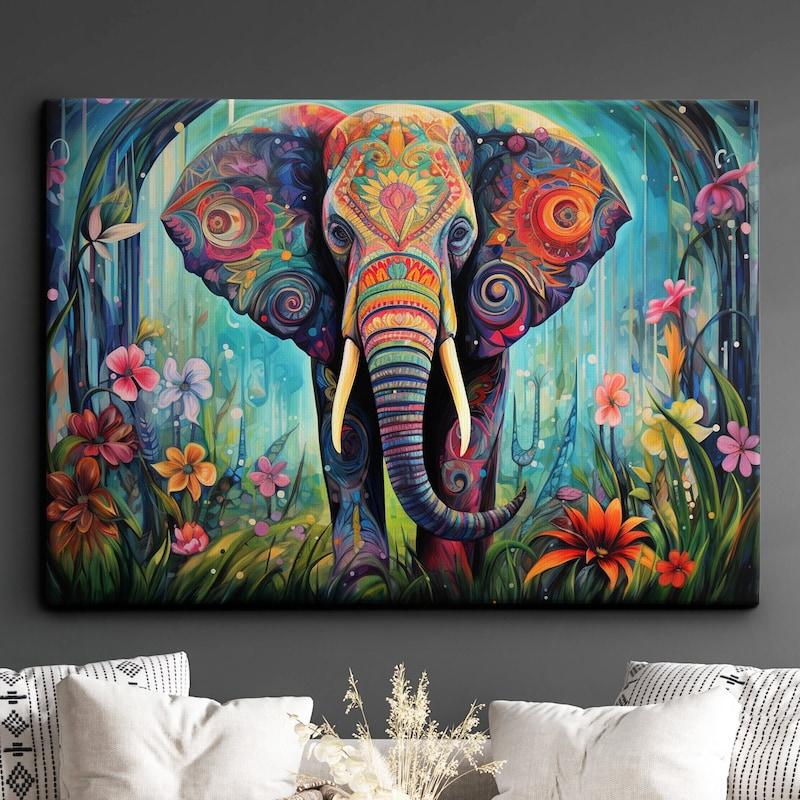 Tapestry abstract oil painting of an elephant 75x100
