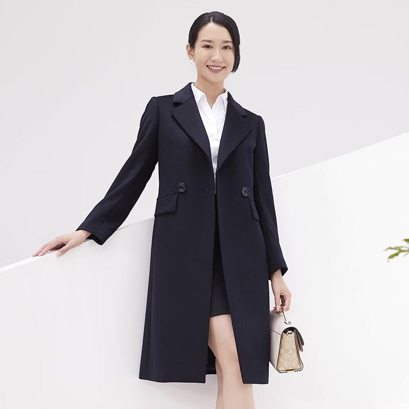 Fengxun 100% Wool Slim-Fit Business Mid-Length Coat