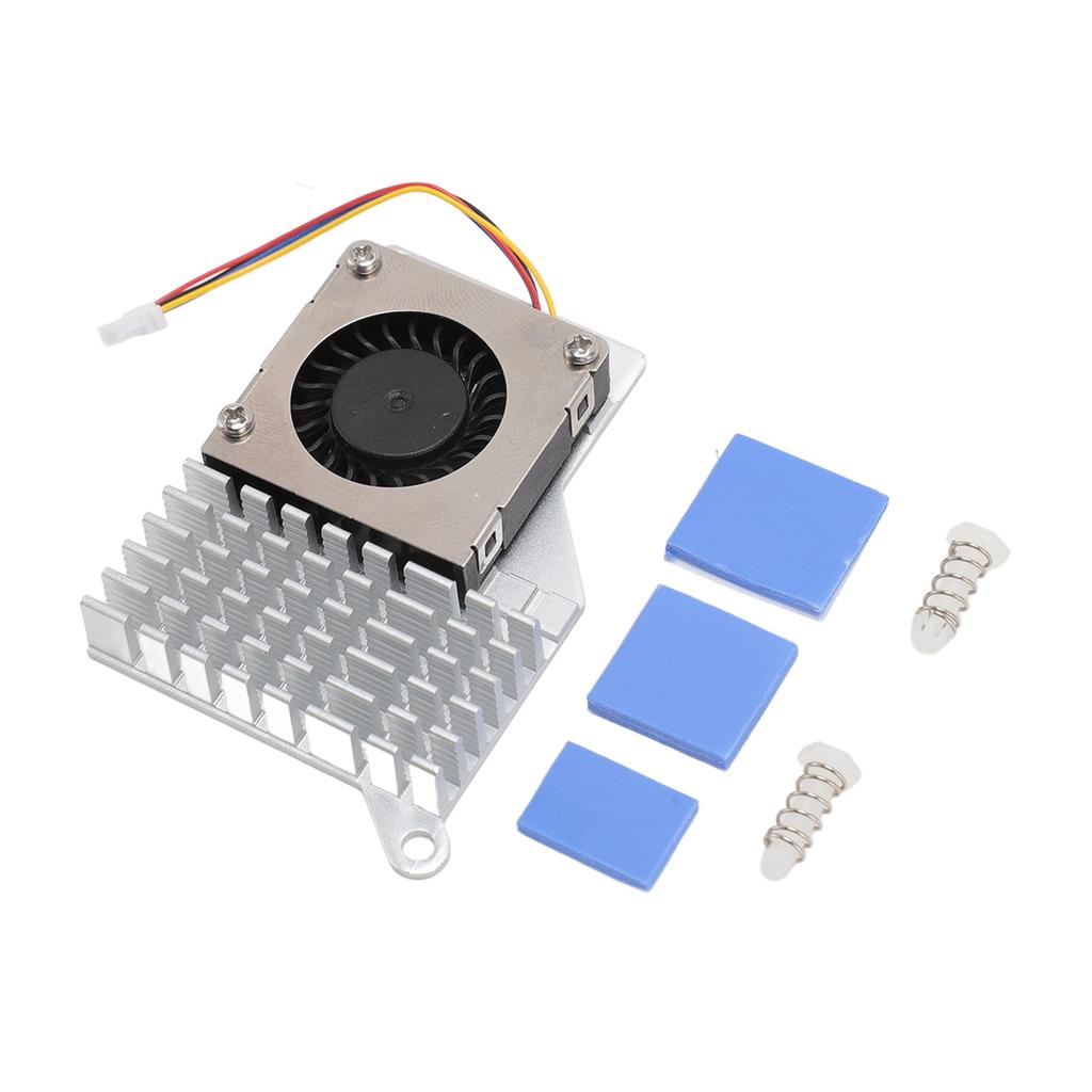 For RasPi 5 Active Cooler 4 Pin Connector Steady Running Aluminum Alloy Active Cooling Fan Silver