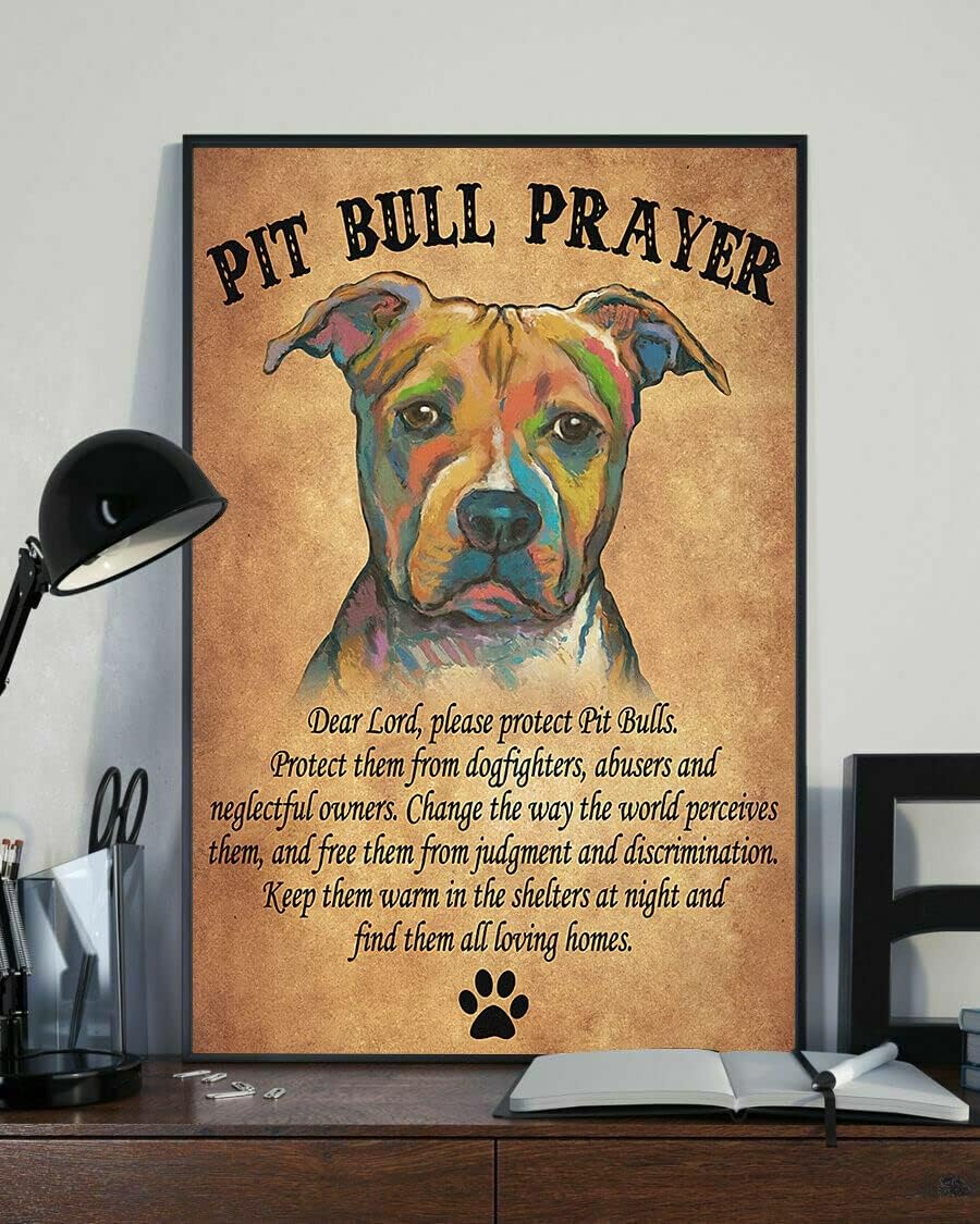 Pitbull Prayer Dear Lord Please Protect Pit Pitbulls Dog Poster Retro Wall Decor Man Cave Home Pub Metal Tin Sign 20x30cm(7.8x11.8inch)