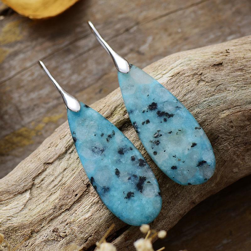 New hot-selling European, American and Bohemian natural stone water drop pendant earrings ethnic style jewelry