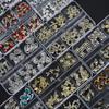 1Box Mix Stile 3D Luxus Schmuck Nail art Strass Edelsteine Gold Metall Legierung Schmetterling Nagel Charms DIY Glänzende Diamant Dekorationen
