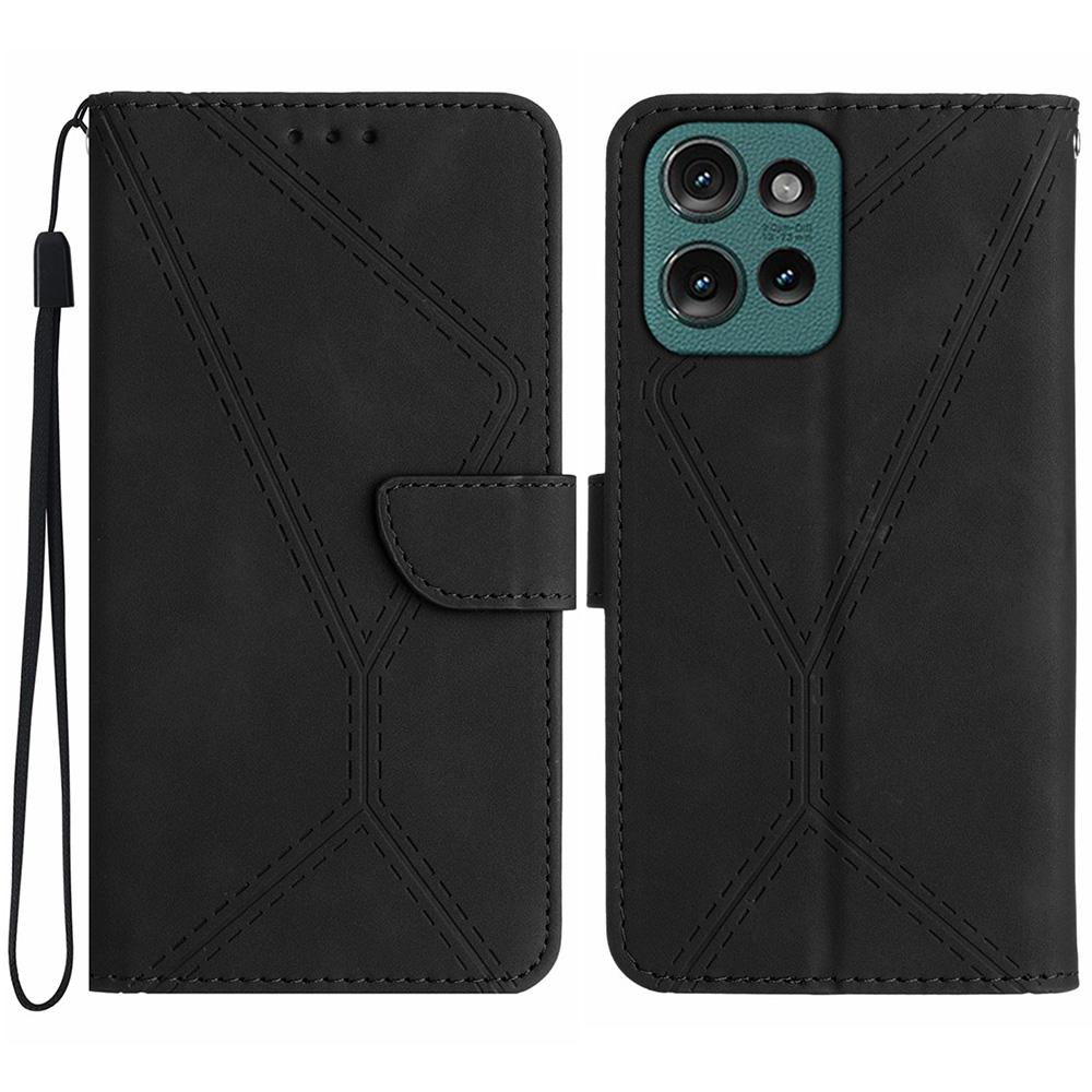 HT05 For Motorola Edge 50 Neo 5G/Moto S50 5G/Thinkphone 25 5G Case Skin-Touch Lines PU Leather Flip Phone Cover